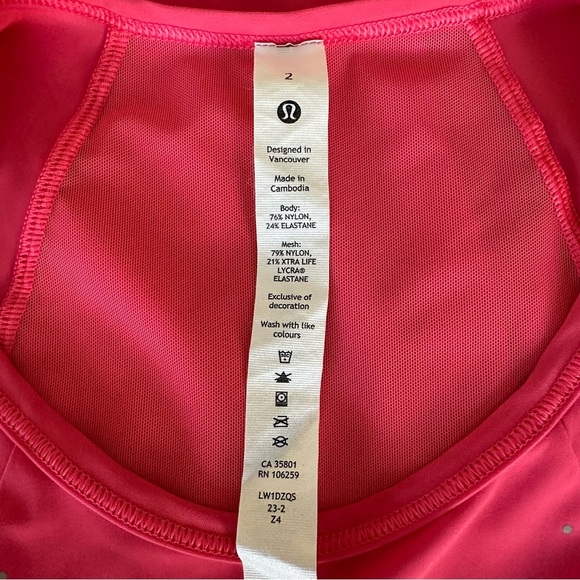 Lululemon Sculpt Back Vent Lip Gloss Pink Tank Top Size 2 - Picture 12 of 13